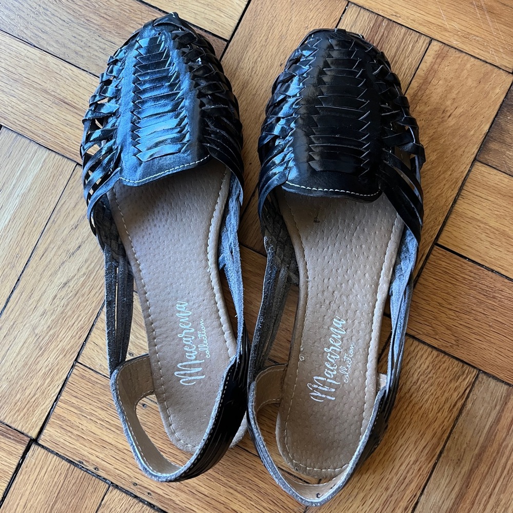 Macarenas Women’s Mexican Huaraches Black Size 10